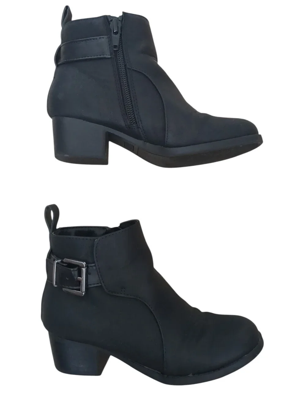 Girls Buckle Heel Booties In Black (Size 13)